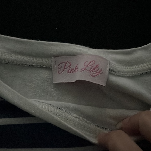 Pink Lily T-Shirt Dress, Size Medium, Colors Blue and White - Picture 2 of 2